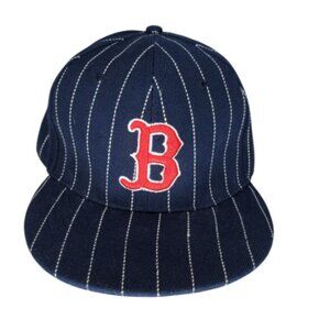 New Era Boston Red Sox Hat Cap 7.5 MLB Navy Blue Pinstripe 59fifty Fitted